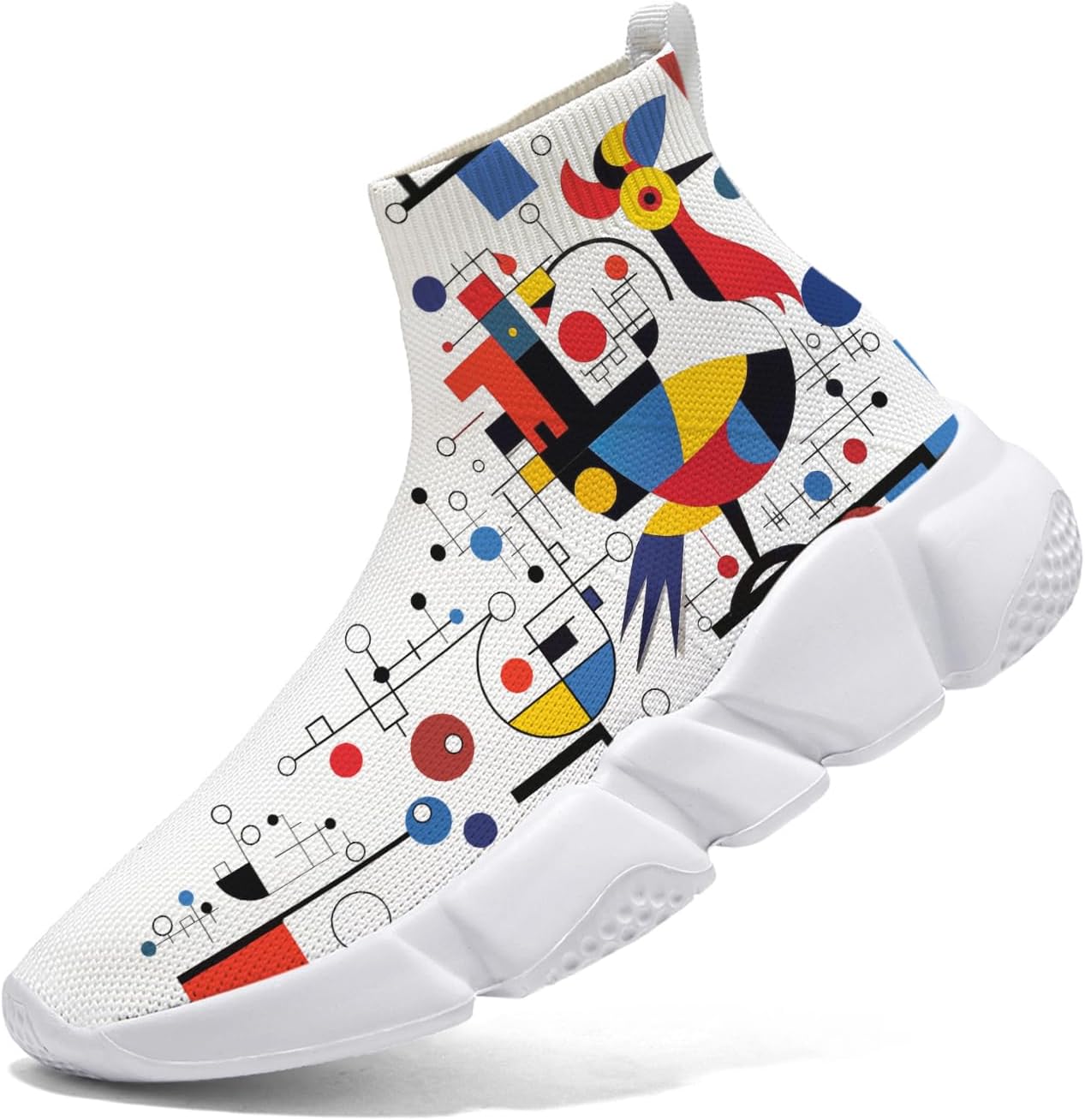 

Мужские носочные кроссовки Hetios в стиле Мондриан, трикотажные слипоны, спортивно-повседневные, расписанные граффити, Mondrian_10