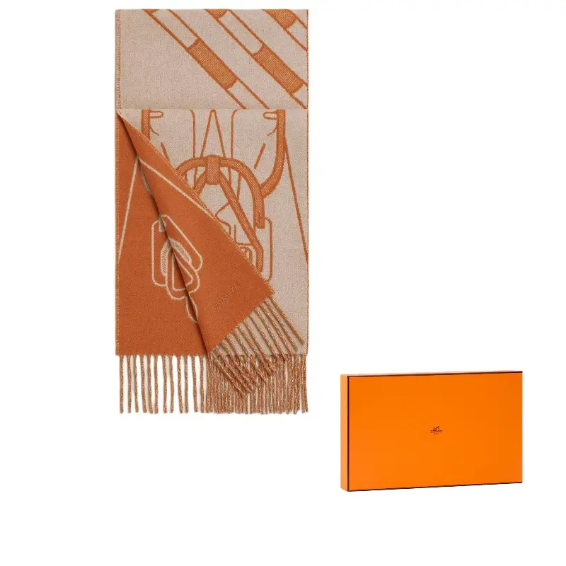 

HERMES Кашемировый вязаный шарф мужской коричневый, Brown