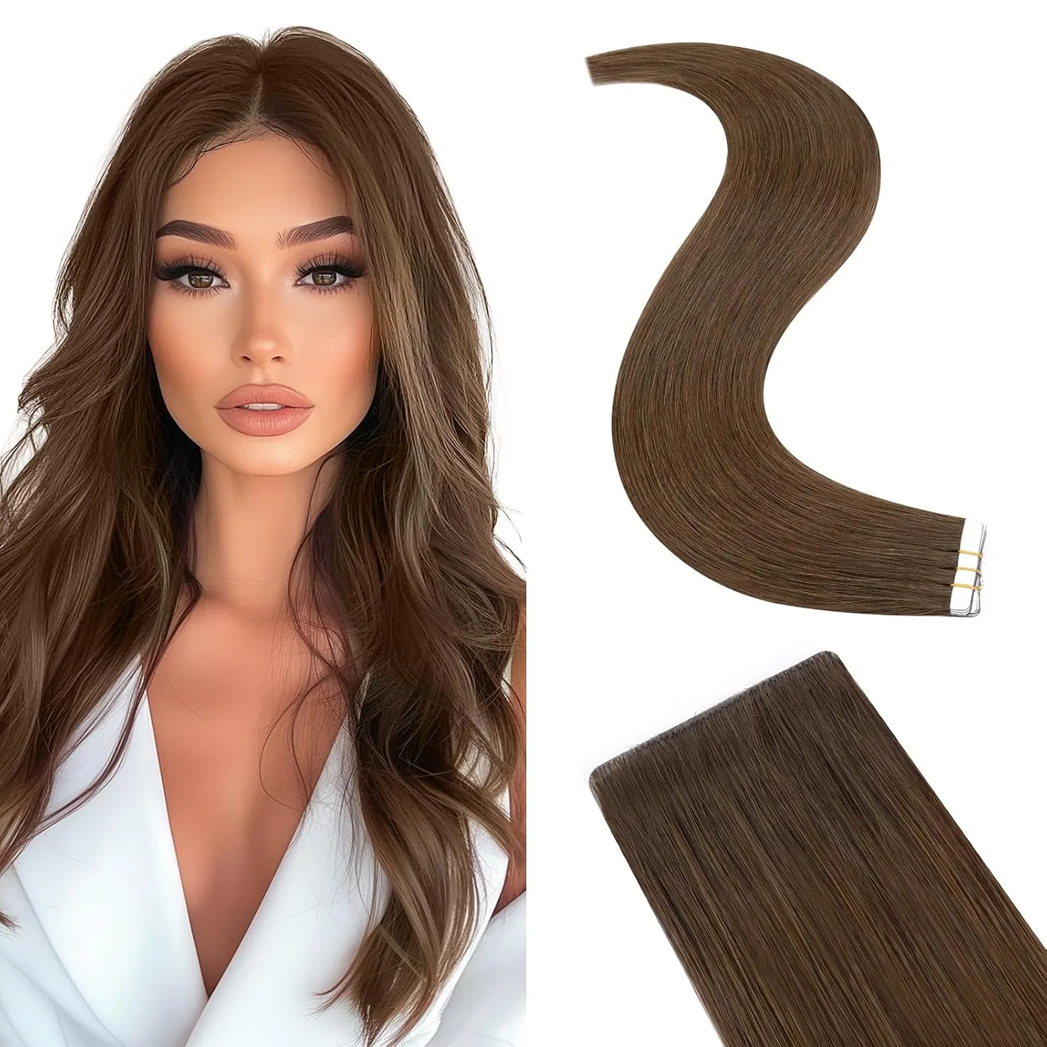Накладные пряди на лентах Silk-co Invisible Tape Extensions Silk-Co, Chocolate Brown