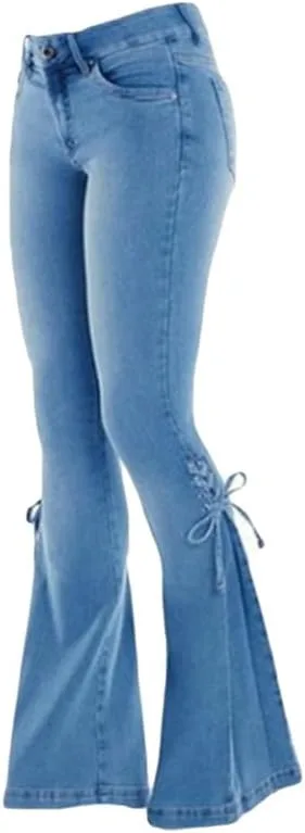 

Andongnywell джинсы-клеш для женщин Mid Waisted Wide Leg с карманами