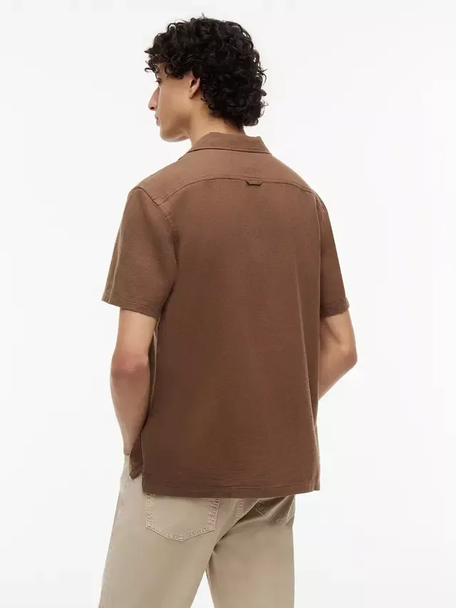Рубашка из смеси льна, прямого кроя, с отложным воротником Tommy Hilfiger, Brown — фото 3
