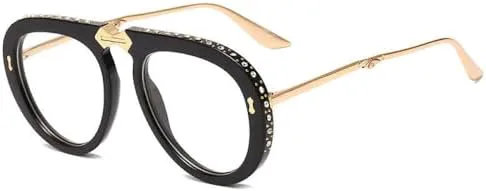 

Женские солнцезащитные очки со складной оправой, украшенные стразами, модные очки для женщин и мужчин, с защитой от УФ-излучения UV400 MTZJH, Black-clear