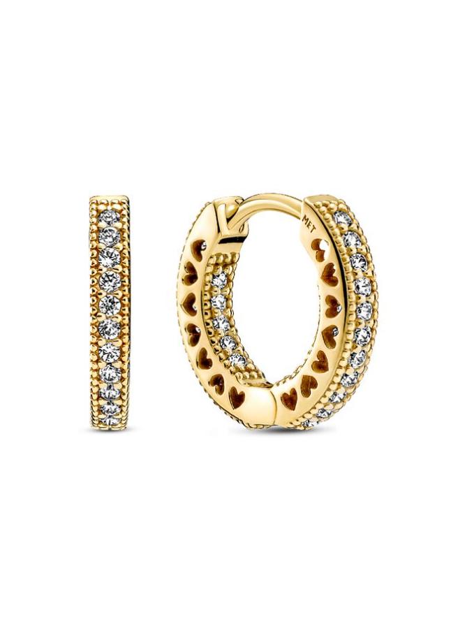 

Серьги Pandora Pavé Heart Hoop Earrings, золото