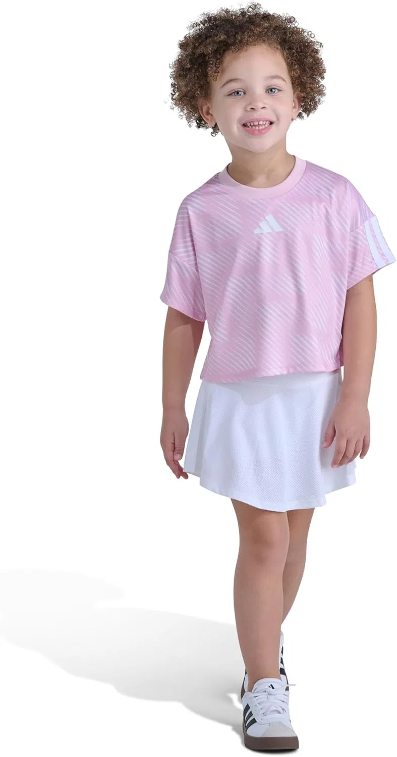 Детский спортивный комплект: топ и юбка-шорты adidas, Med Pink