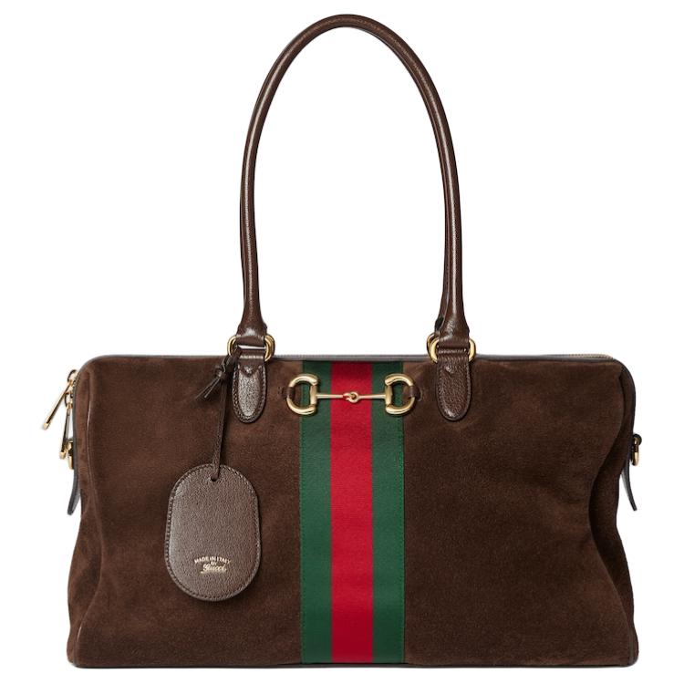 

GUCCI Сумка из замши, большая женская сумка через плечо темно-коричневого цвета