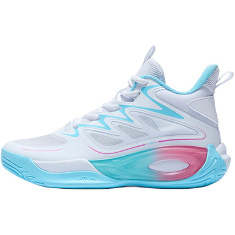 

Детские баскетбольные кроссовки с низким верхом, устойчивые к истиранию 361°KIDS, белый/синий/розовый