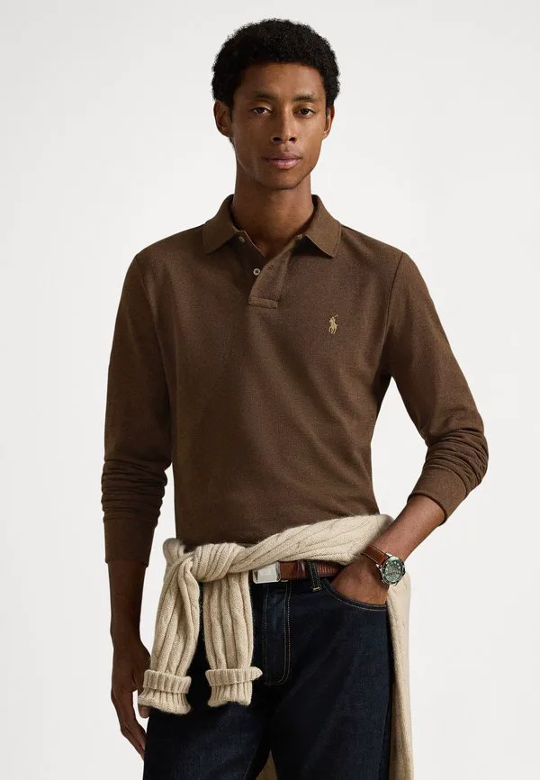 Поло-Рубашка приталенного кроя из сетчатой ткани Polo Ralph Lauren, Nutmeg Brown Heather