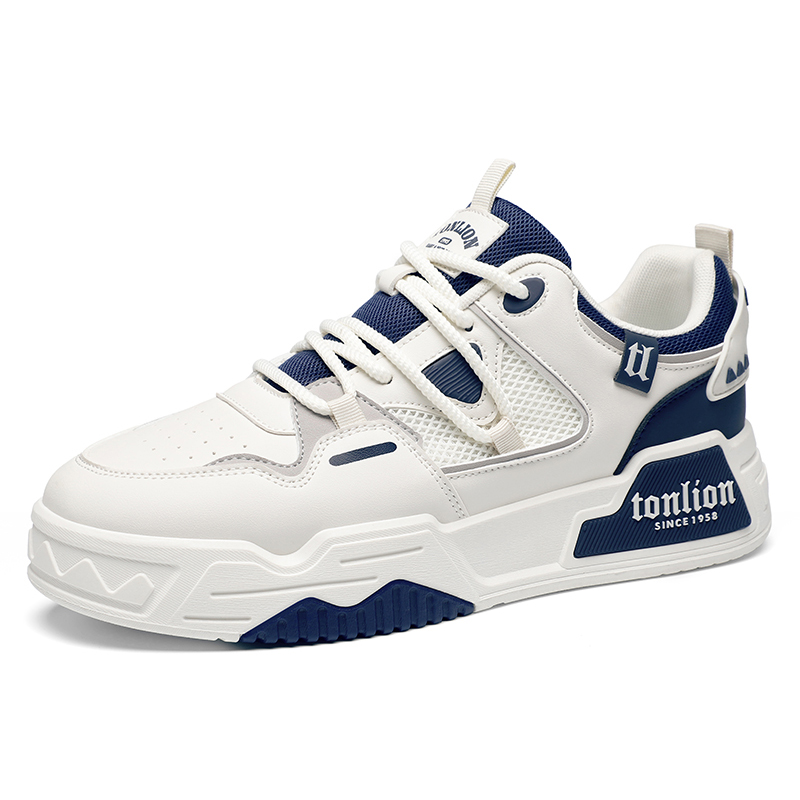 

Tonlion Легкие дышащие низкие скейтерские кроссовки для увеличения роста мужские white blue