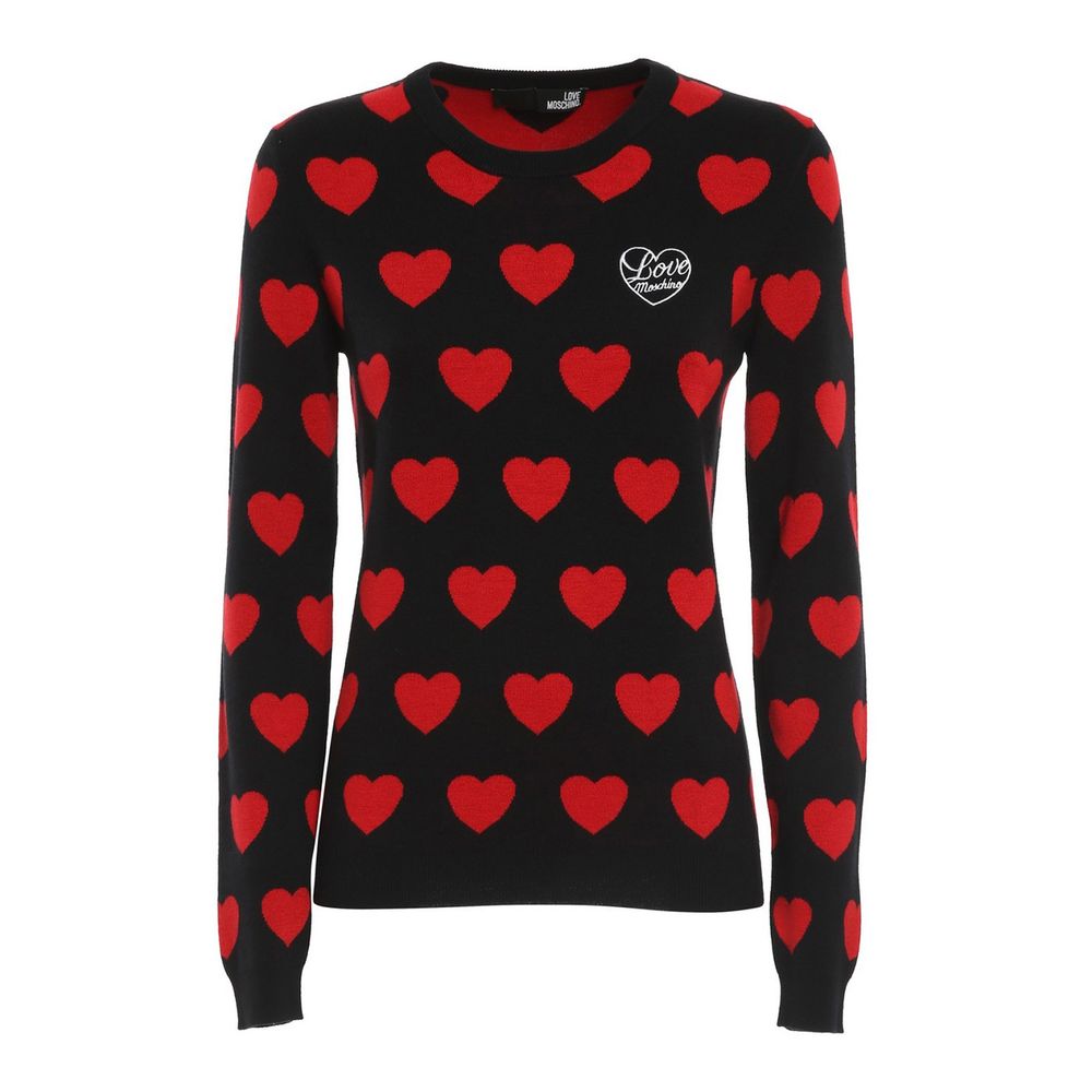 

Шикарный черный свитер с узором в виде сердца LOVE MOSCHINO