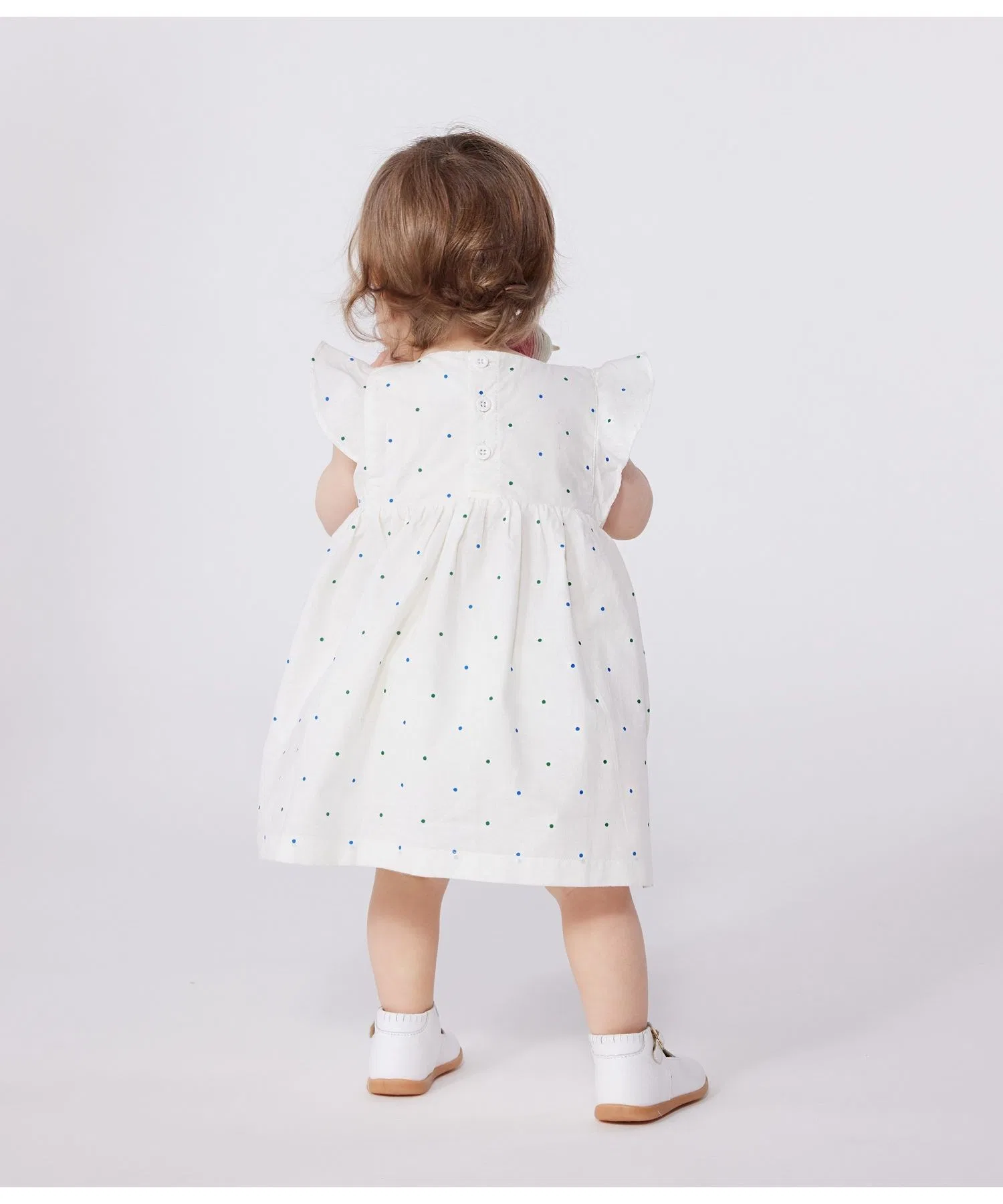 Детское платье с оборками и трусиками Petit Bateau белое — фото 2