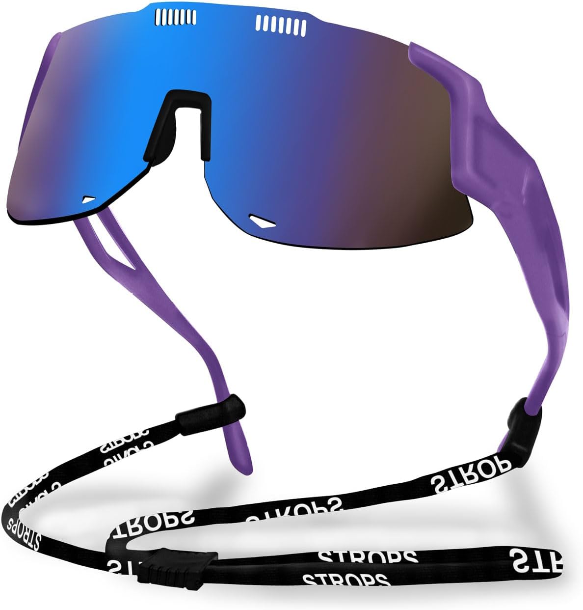 

Спортивные солнцезащитные очки для бега для женщин и мужчин, профессиональные очки для велоспорта для мужчин, солнцезащитные очки с обтекаемой формой и защитой от УФ-излучения UV400 TURVSTPC, Purple Frame and Blue Gradient Lenses