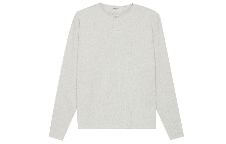Футболка Fear of God Essentials SS21 Thermal Henley Long Sleeve Light Heather Oatmeal, бежевый — фото 2