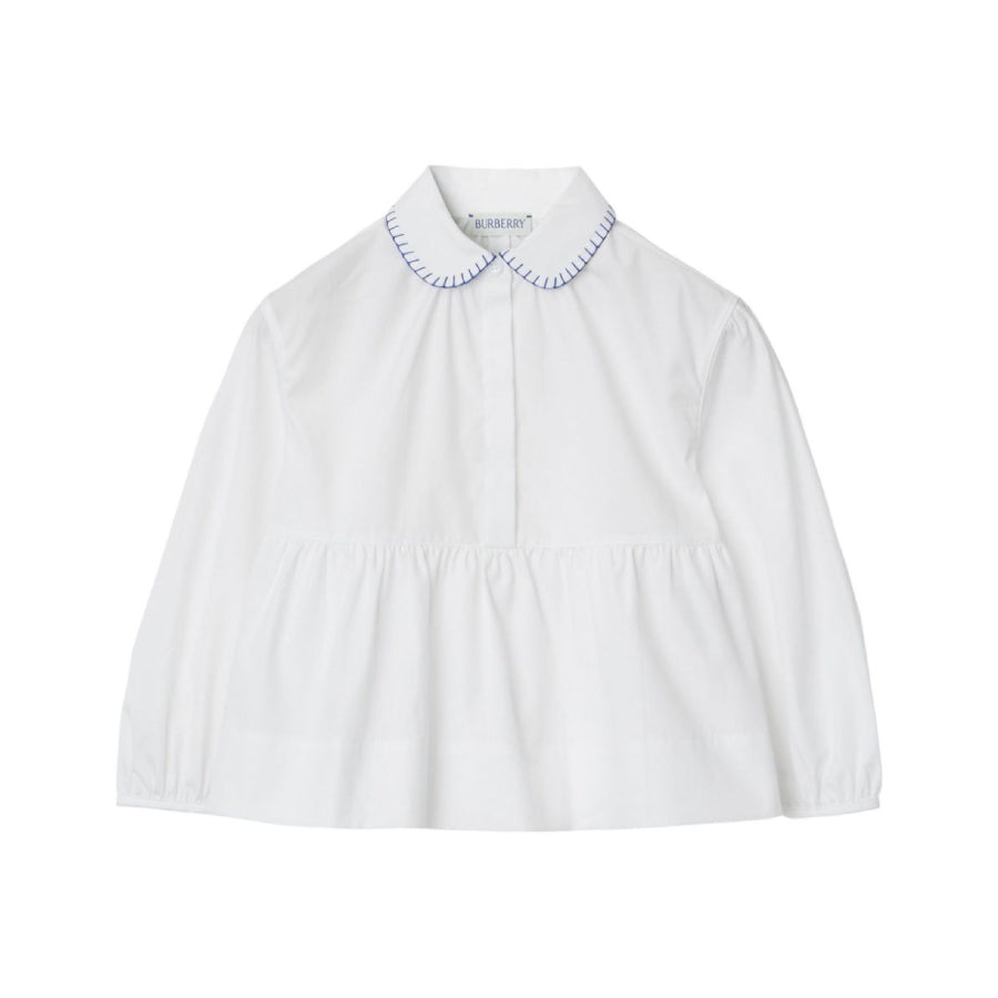 

Burberry Kids Хлопковая блузка с баской, белый