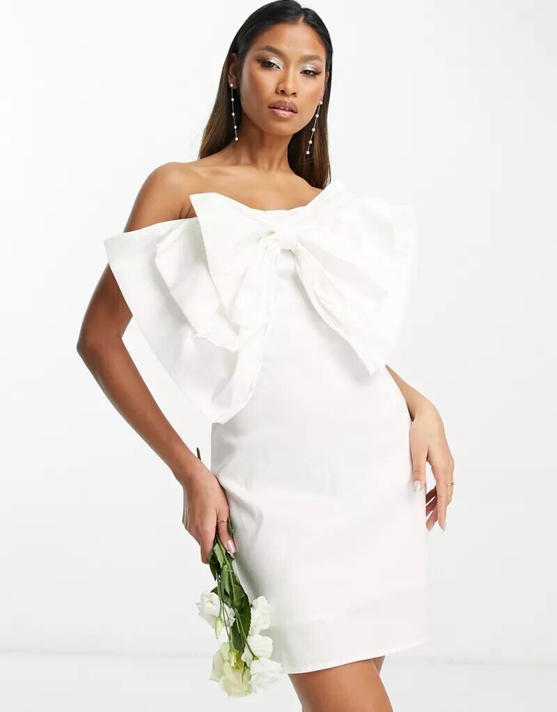 

Extro & Vert Bridal облегающее свадебное мини-платье с бантом