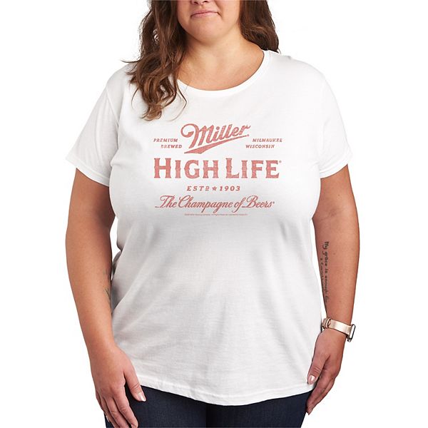 

Футболка Plus size Miller High Life с дистресс-принтом Licensed Character, White