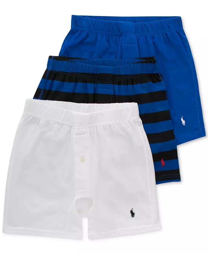 

Мужские классические трикотажные боксеры с эластаном, 3 шт Polo Ralph Lauren, синий