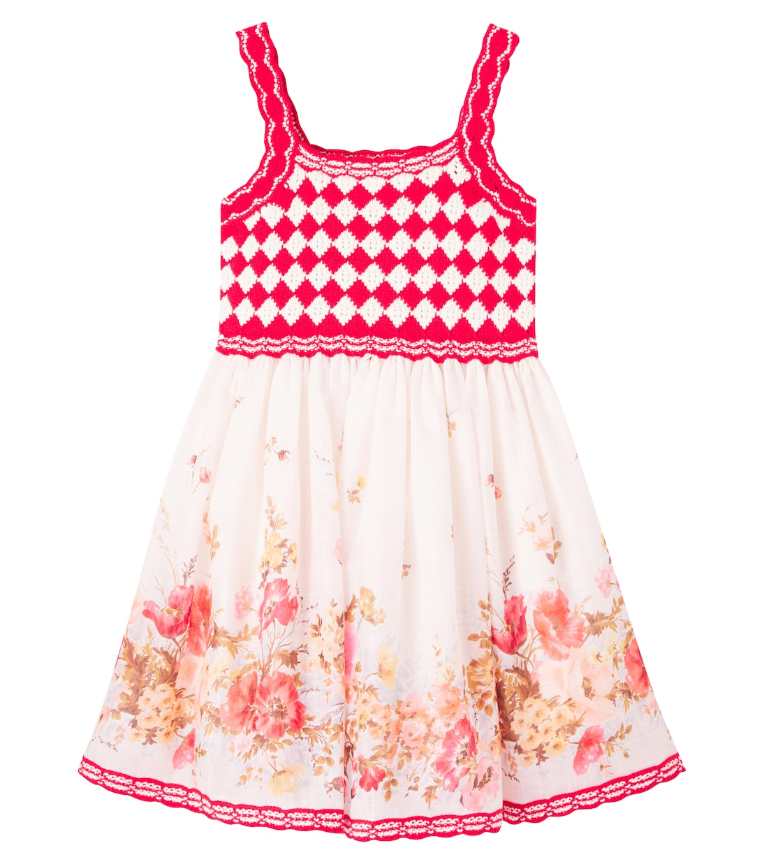 

Скарборо цветочное хлопковое платье Cochet Zimmermann Kids, Spliced/Print
