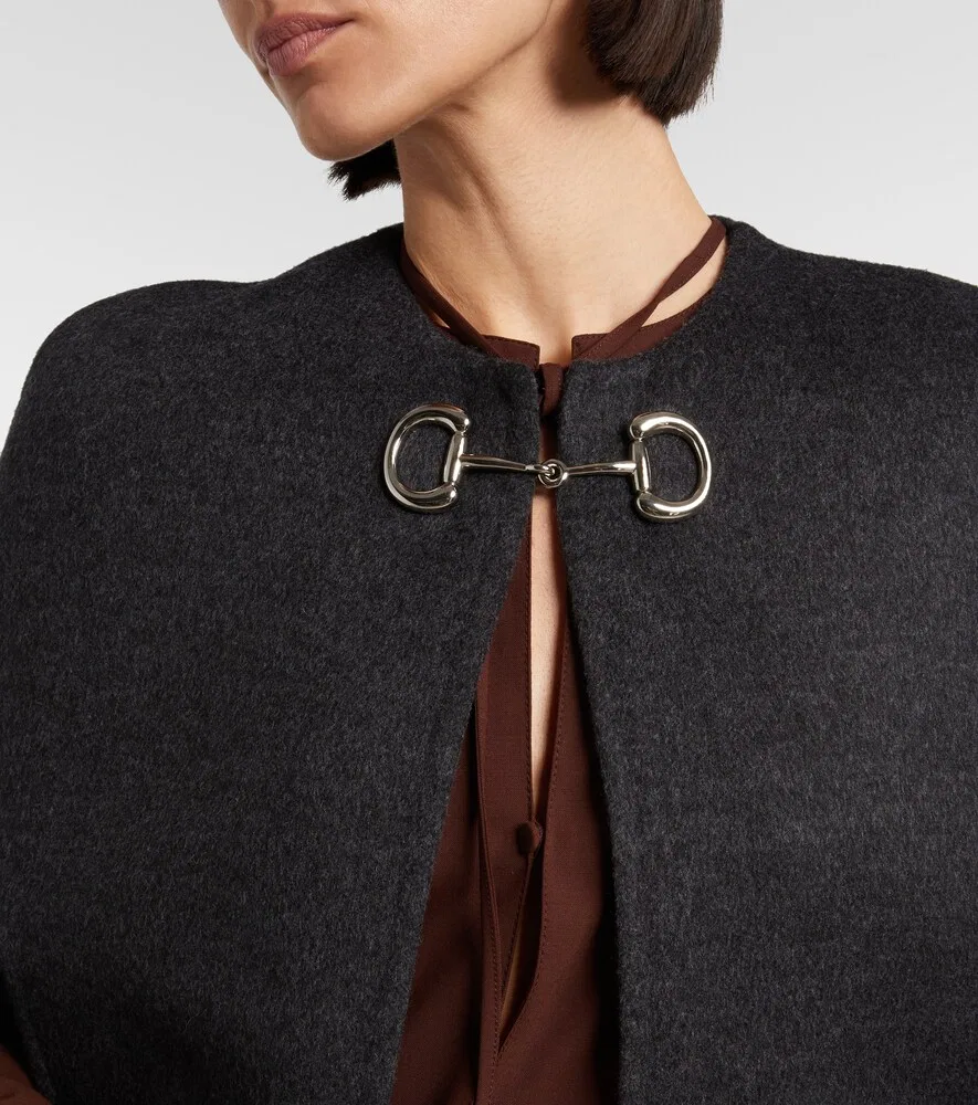 Накидка Gucci Кабан Хорсбит, с карманами и фурнитурой, серый — фото 4