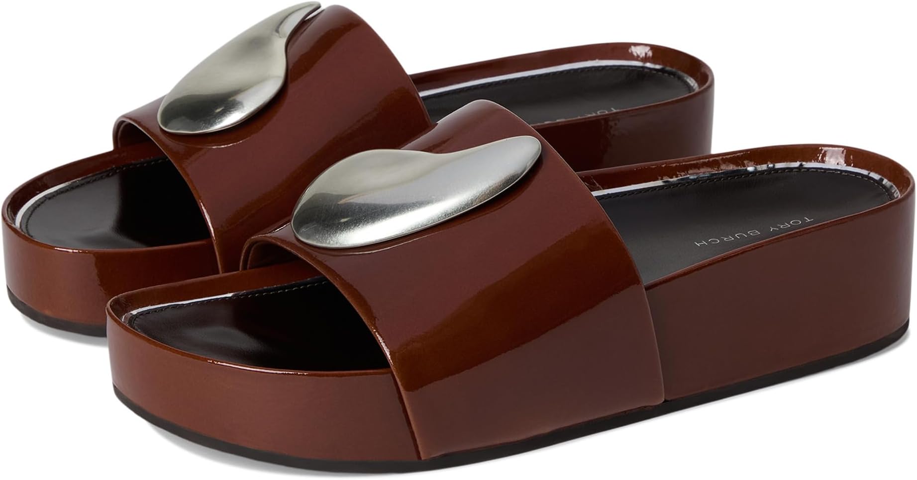 Сандалии Tory Burch Patos Platform Slide, цвет Russet Brown/Silver