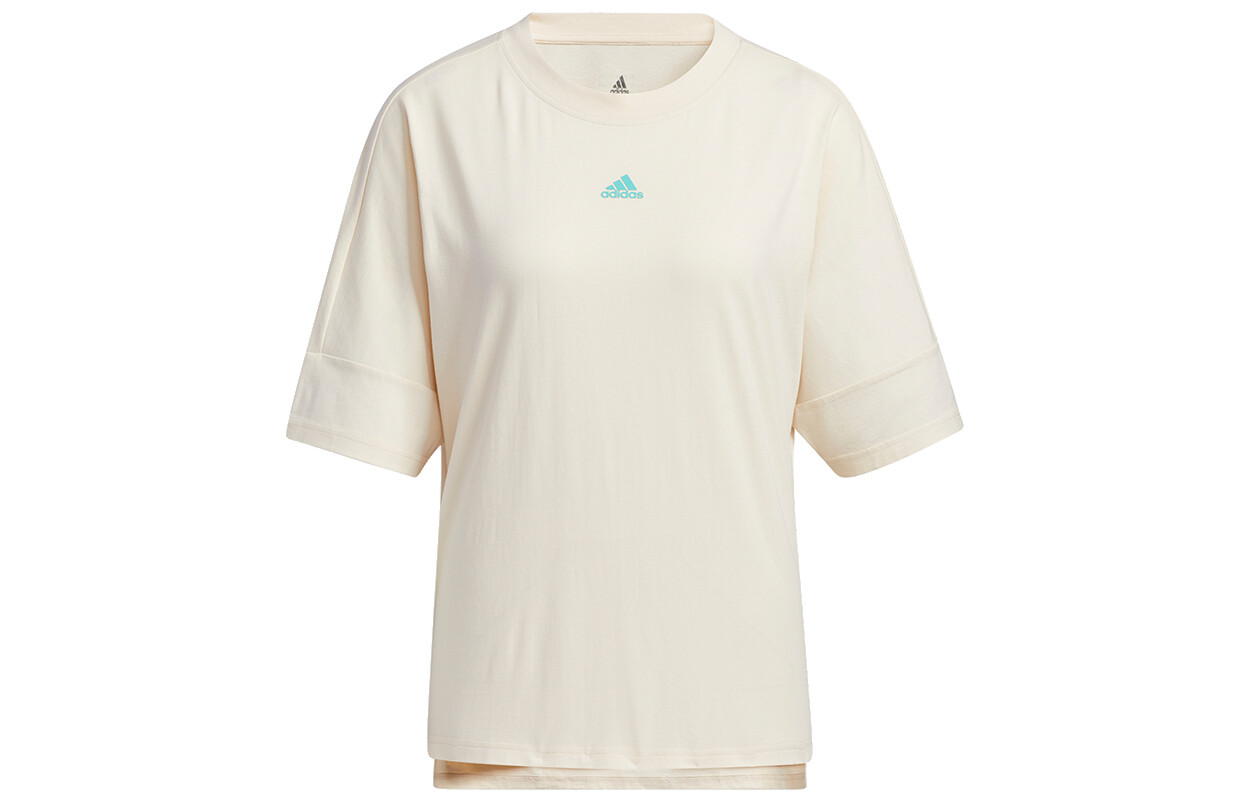 Женская футболка с круглым вырезом Peaks с коротким рукавом бежевого цвета Adidas