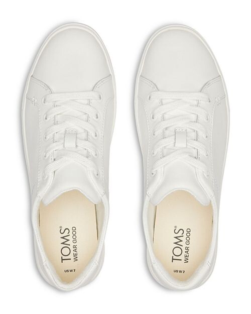 Женские кожаные низкие кроссовки на шнуровке TOMS, цвет White — фото 3