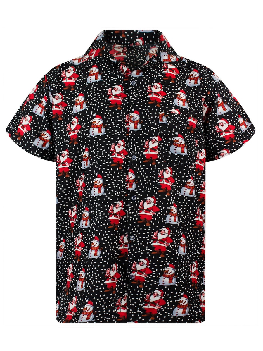 

Рубашка на пуговицах классического кроя King Kameha Christmas Santa Likes, черный