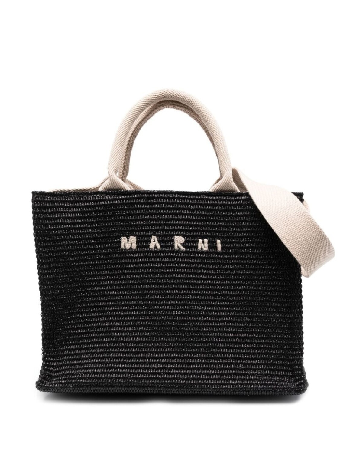

Marni плетеная сумка-тоут с логотипом, черный