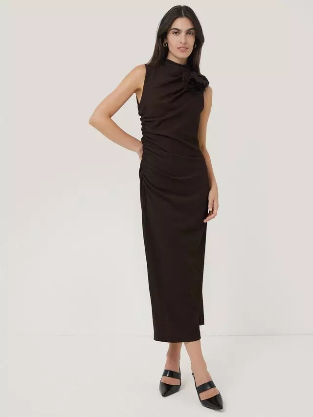 

Платье Jigsaw Crinkle Ruched Corsage, цвет dark brown