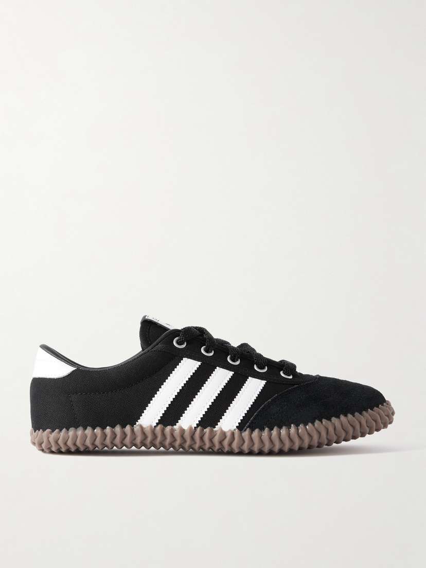 Кроссовки Volley из замши и парусины с кожаной отделкой Adidas Originals, черный