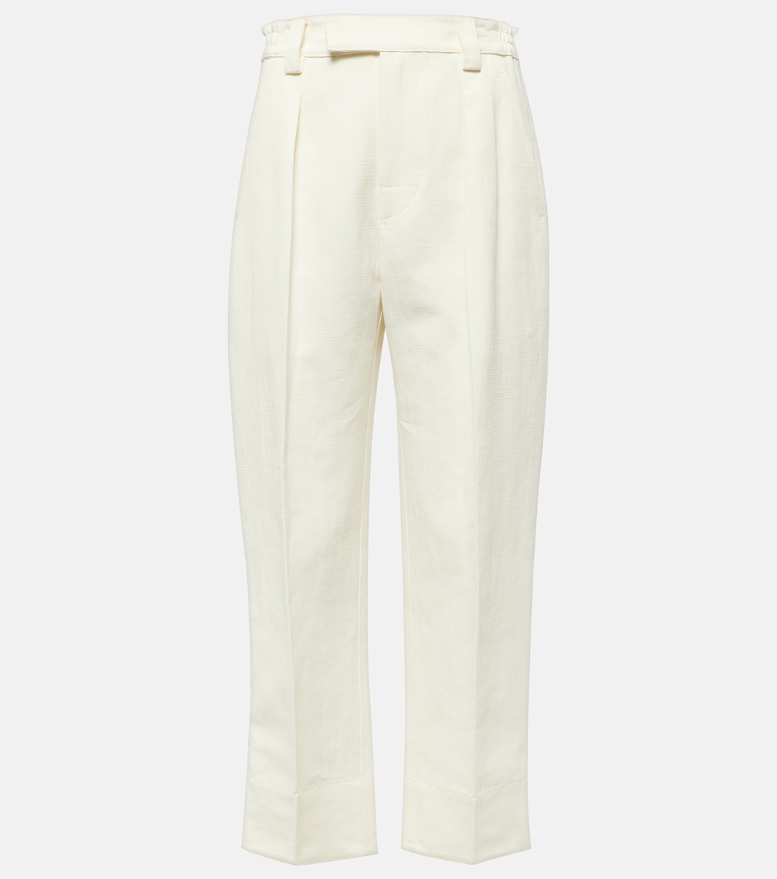 

Льняные и хлопковые прямые брюки Loro Piana, белый