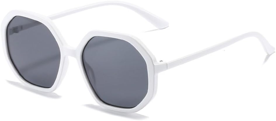 

LVTFCO Популярные модные многоугольные солнцезащитные очки для женщин в винтажном стиле, конфетные цвета, мужские солнцезащитные очки с градиентной защитой UV400, White Grey