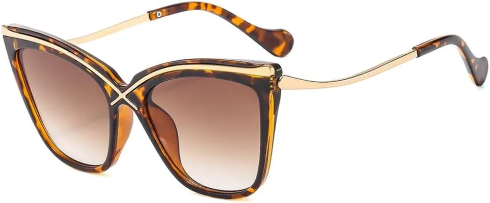 

Женские солнцезащитные очки LVTFCO Fashion Cat Eye в винтажном стиле с градиентным переходом цвета, роскошная оправа, защита от ультрафиолета UV400, Leopard
