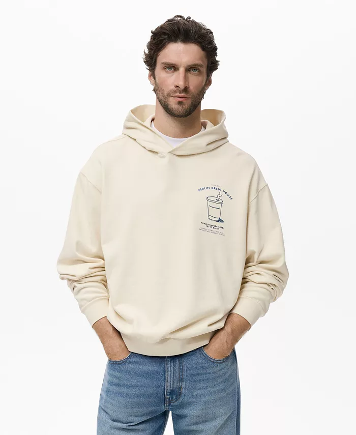 

Мужской худи с принтом Mango, загар/бежевый