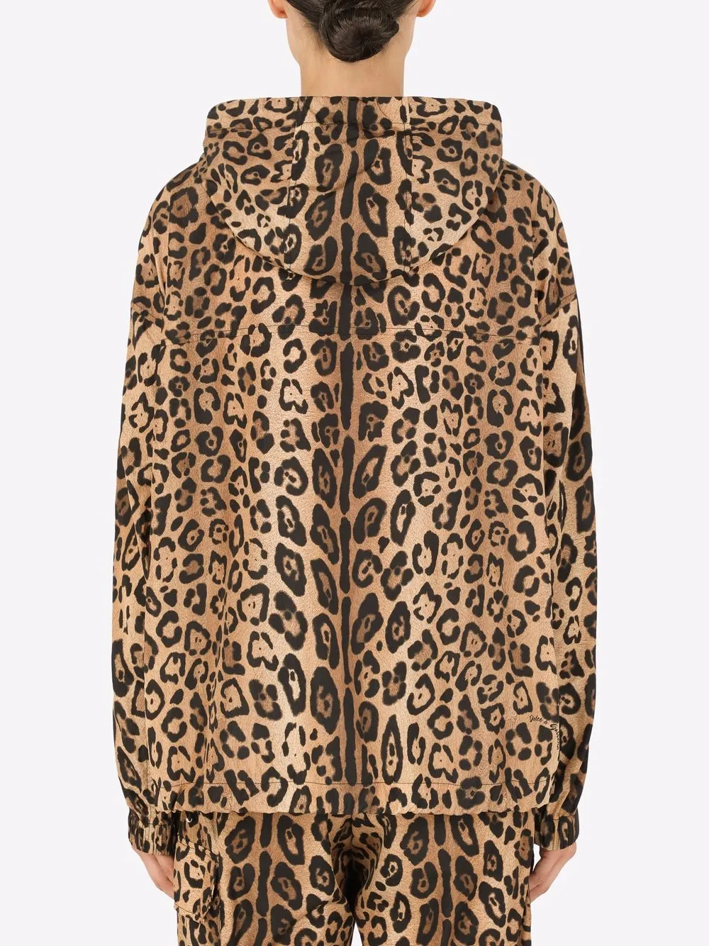 Толстовка с капюшоном и леопардовым принтом DOLCE & GABBANA, коричневый — фото 4