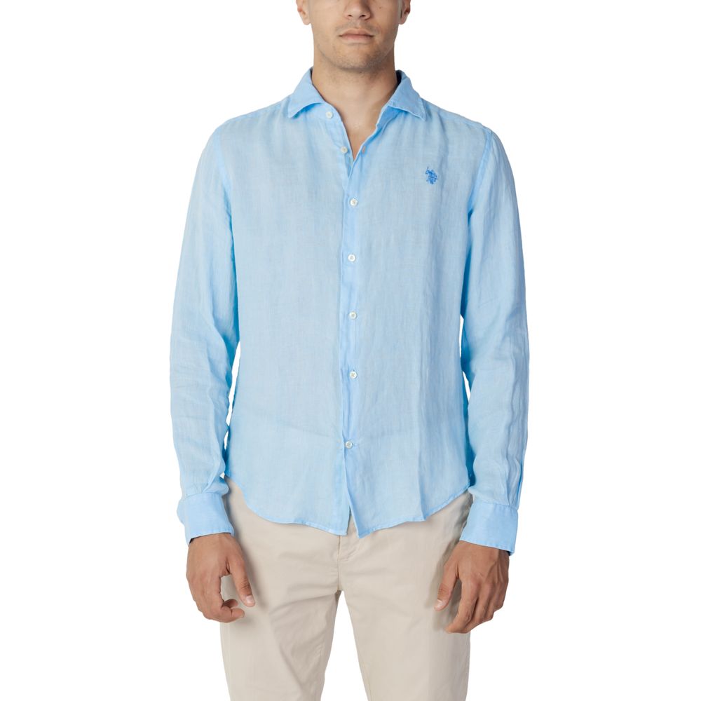 

Синяя льняная рубашка U.S. Polo Assn.