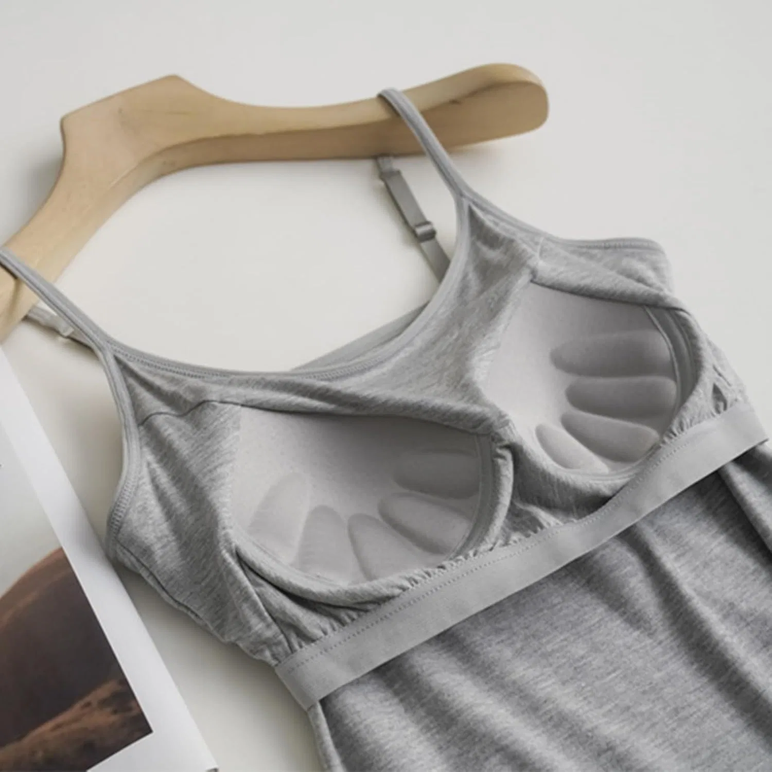 Топ с встроенным бюстгальтером, D-light Gray — фото 3