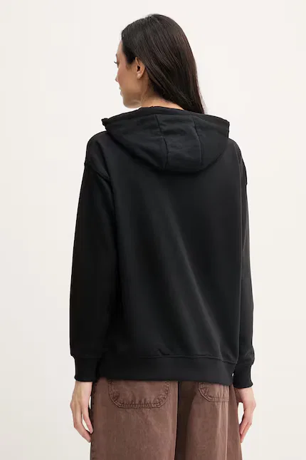Худи женское классическая модель DHM U.S. Polo Assn., черный — фото 3