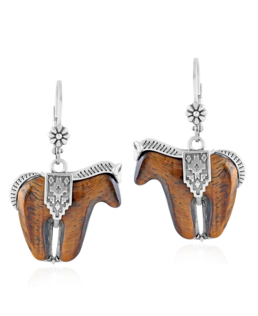 

Серьги-подвески из стерлингового серебра с тигровым глазом и подвеской в виде лошади American West Jewelry, No Color