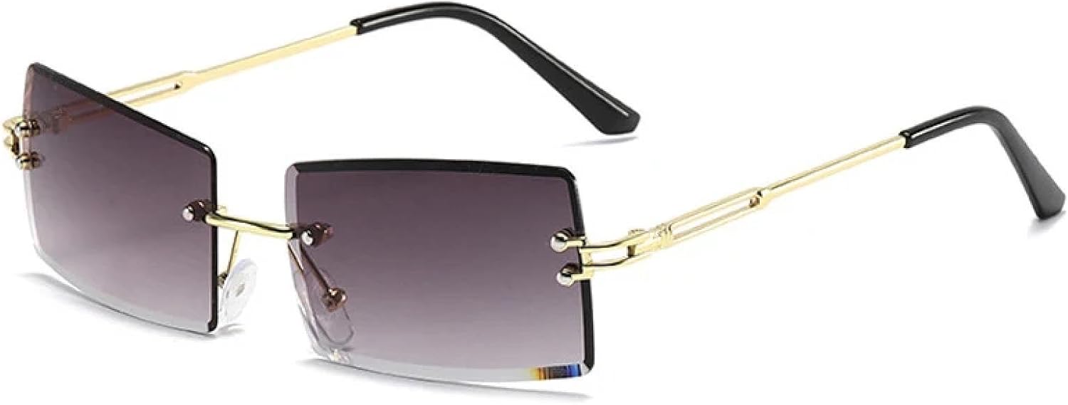 

Солнцезащитные очки с защитой от УФ-излучения UV400 | Без оправы, металлический панк | для женщин и мужчин, для занятий спортом на открытом воздухе и вождения DSVIGF, Gold-gray