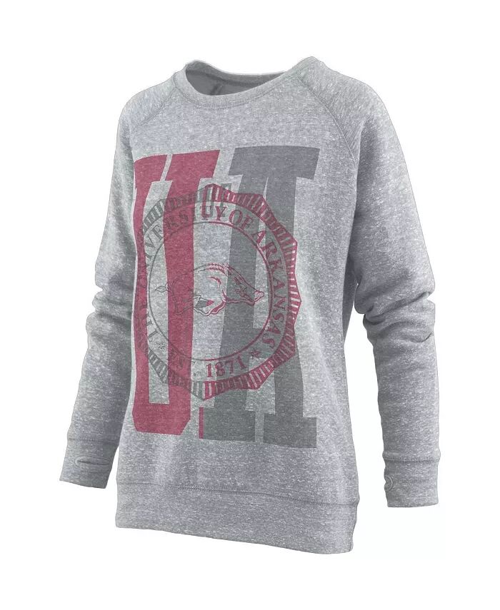 

Женская толстовка-пуловер Arkansas Razorbacks Knobi Raglan цвета серого меланжа Pressbox