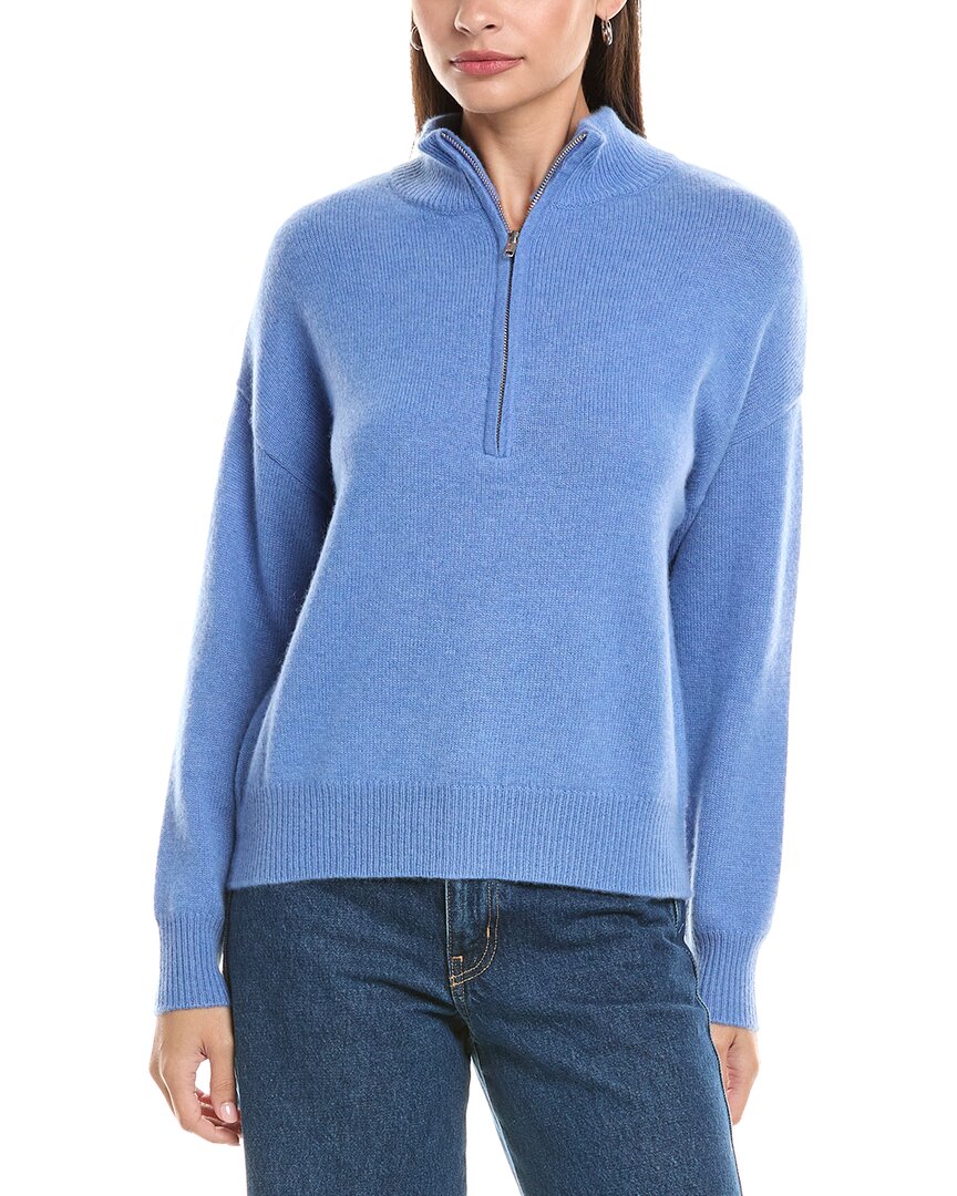 

Кашемировый пуловер с молнией на четверть THE CASHMERE PROJECT, синий
