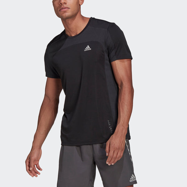 Футболка adidas Heat Rdy Tee Colorblock Reflective Logo Running Sports Short Sleeve Black, черный — фото 2
