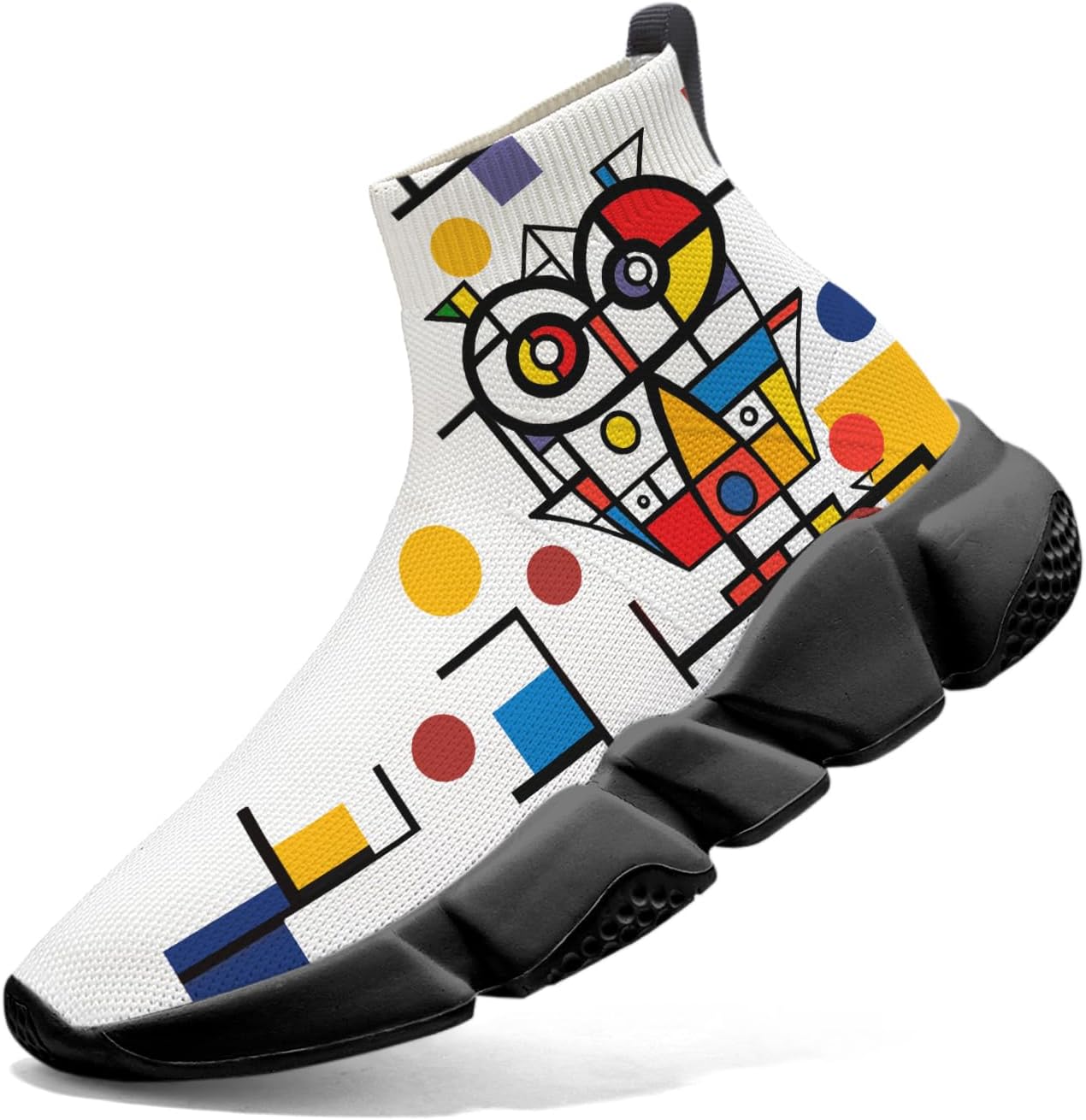 

Мужские носочные кроссовки Hetios в стиле Мондриан, трикотажные слипоны, спортивно-повседневные, расписанные граффити, Mondrian_24