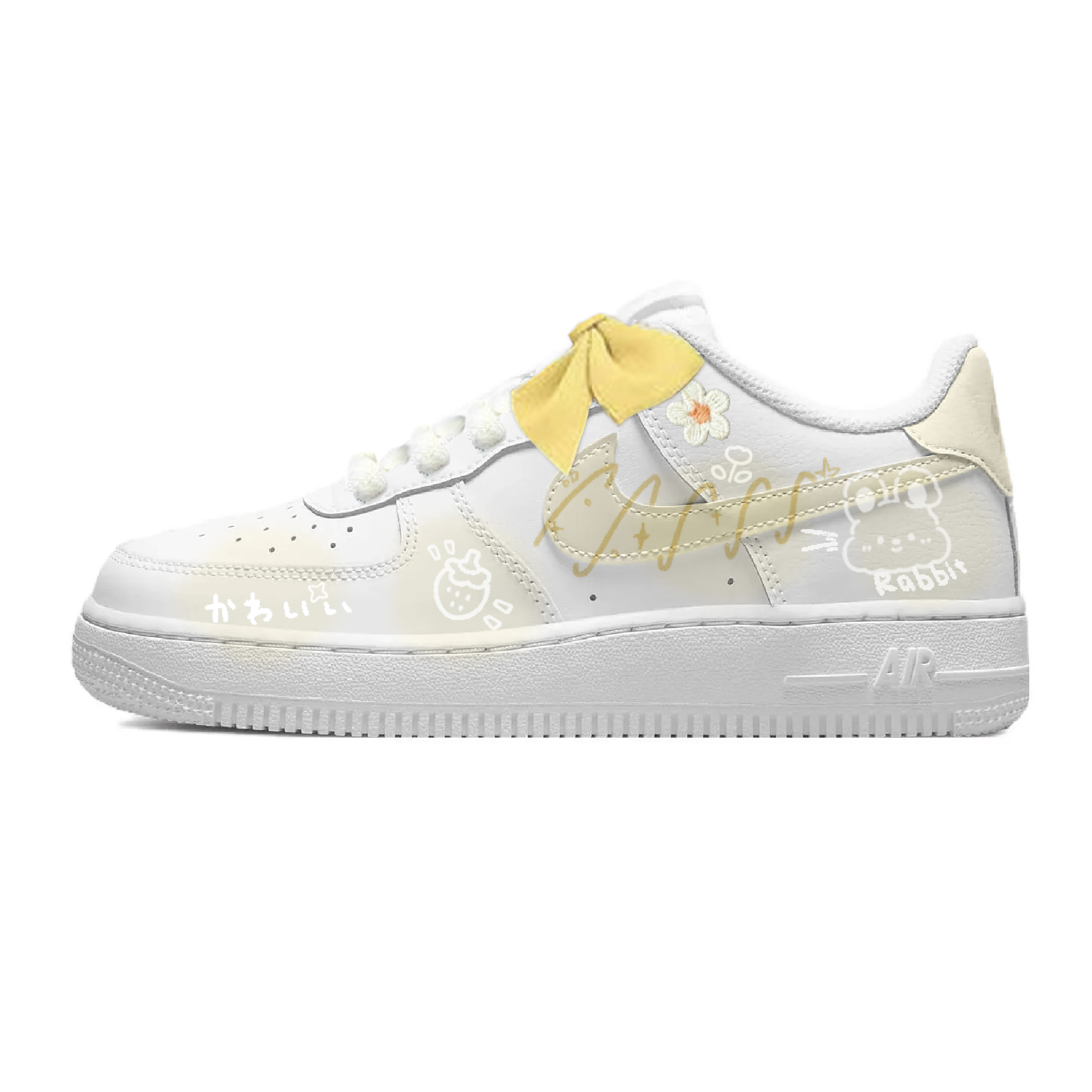 

Кроссовки Air Force 1 с антискользящей амортизацией, износостойкие, низкие, для детей и подростков Nike, белый/желтый