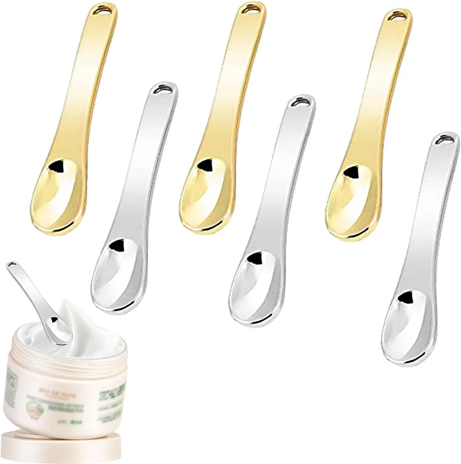 Лопатка для косметики металлическая, Generic, набор 6 шт, золотой