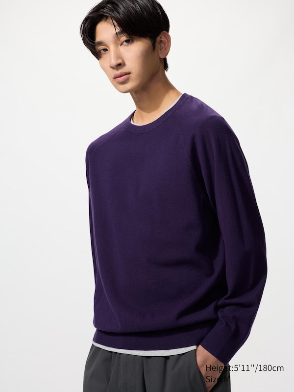 

Моющийся хлопковый джемпер с круглым вырезом Uniqlo, 78 purple