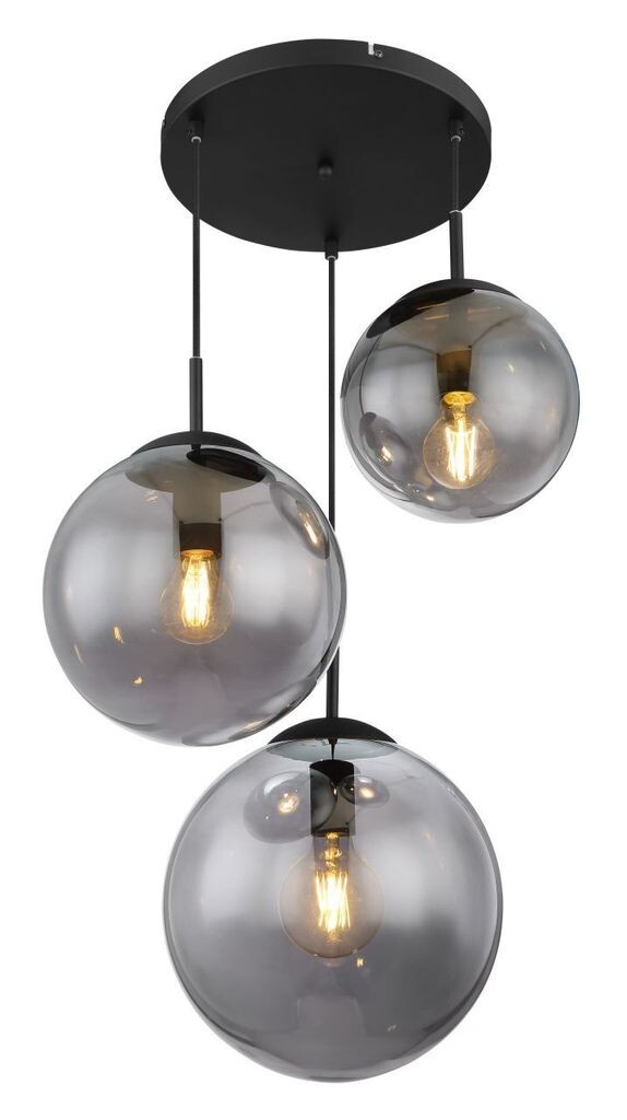 

Подвесной светильник Globo Lighting металлический черный матовый, стекло дымчатое, кабель ПВХ черный, ø: 520 мм, В: 800 мм, диаметр стекла: 1x20 см, 1x25 см, 1x30 см, без 3x E27 60 Вт 230 В., серебро