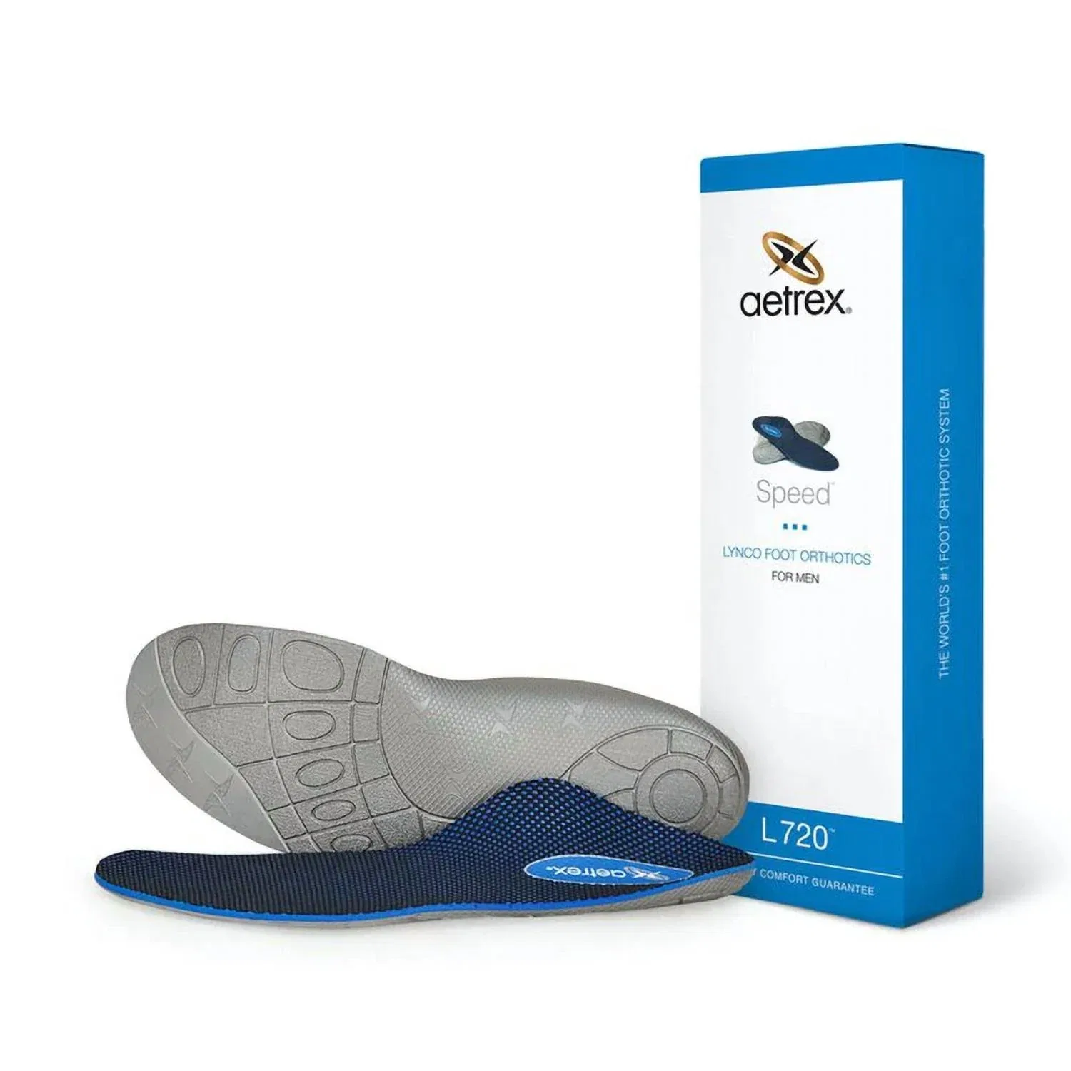 Aetrex Men's Speed Posted Orthotics Insole In Navy/grey