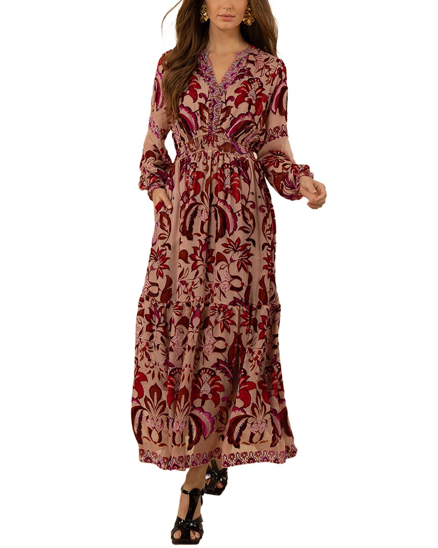 

Платье Hale Bob Alexa из шелка с добавлением других тканей, розовый