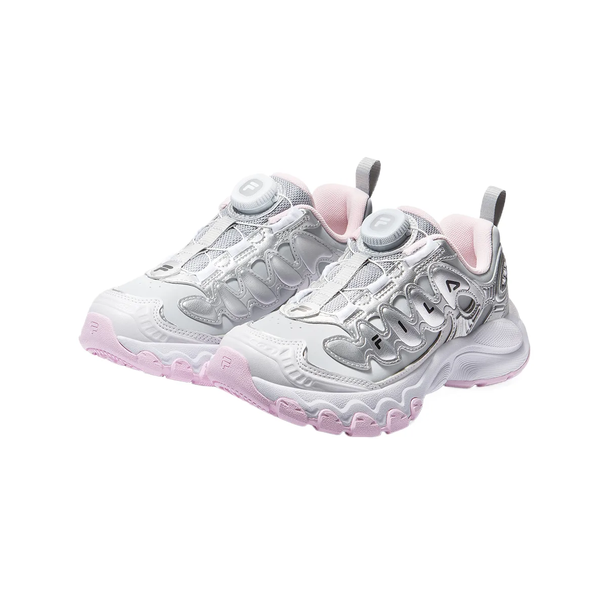 Кроссовки Heritage FHT для детей из искусственной кожи и текстиля FILA KIDS, Bold Gray/Space Silver — фото 4